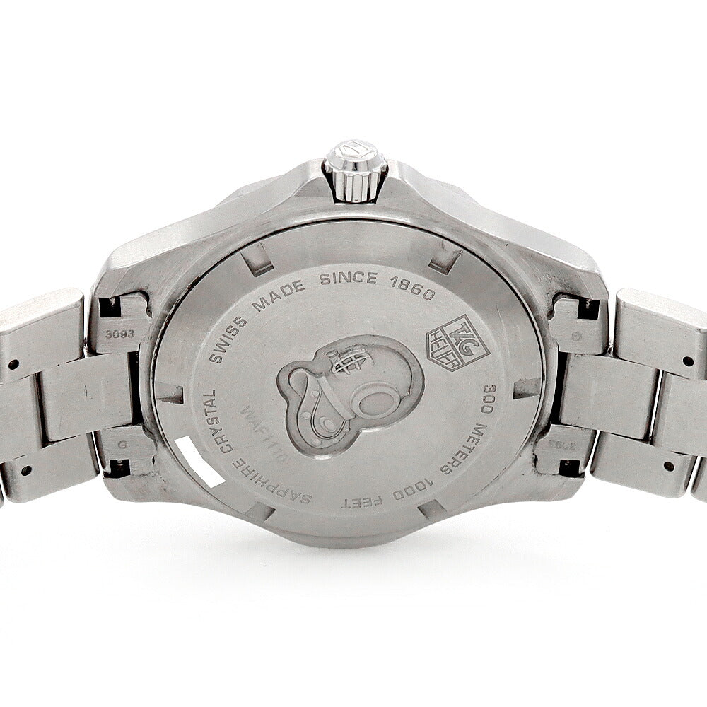 電池交換済 TAG Heuer タグホイヤー アクアレーサー WAF1110 デイト 300ｍ防水 黒 ブラック SS ステンレス メンズ クォーツ【6ヶ月保証】【腕時計】【中古】
