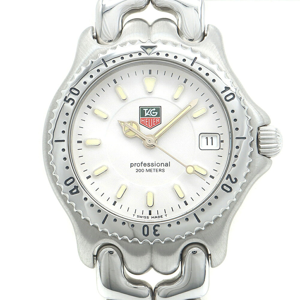 電池交換済 TAG Heuer タグホイヤー S/el セル プロフェッショナル200 WG1212-K0 WG1212 BA0437 デイト 200m防水 白 ホワイト SS ステンレス メンズ レディース ボーイズ クォーツ【6ヶ月保証】【腕時計】【中古】