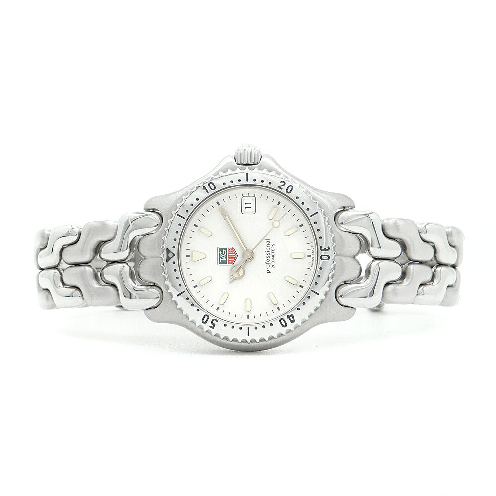 電池交換済 TAG Heuer タグホイヤー S/el セル プロフェッショナル200 WG1212-K0 WG1212 BA0437 デイト 200m防水 白 ホワイト SS ステンレス メンズ レディース ボーイズ クォーツ【6ヶ月保証】【腕時計】【中古】
