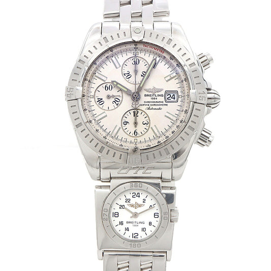 BREITLING ブライトリング クロノマット エボリューション UTCモジュール A13356 A70177 クロノグラフ スモールセコンド デイト 300m防水 シルバー SS ステンレス メンズ 自動巻き【6ヶ月保証】【腕時計】【中古】