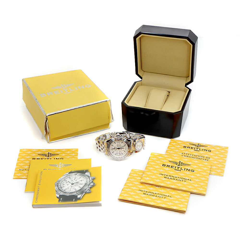 BREITLING ブライトリング クロノマット エボリューション UTCモジュール A13356 A70177 クロノグラフ スモールセコンド デイト 300m防水 シルバー SS ステンレス メンズ 自動巻き【6ヶ月保証】【腕時計】【中古】