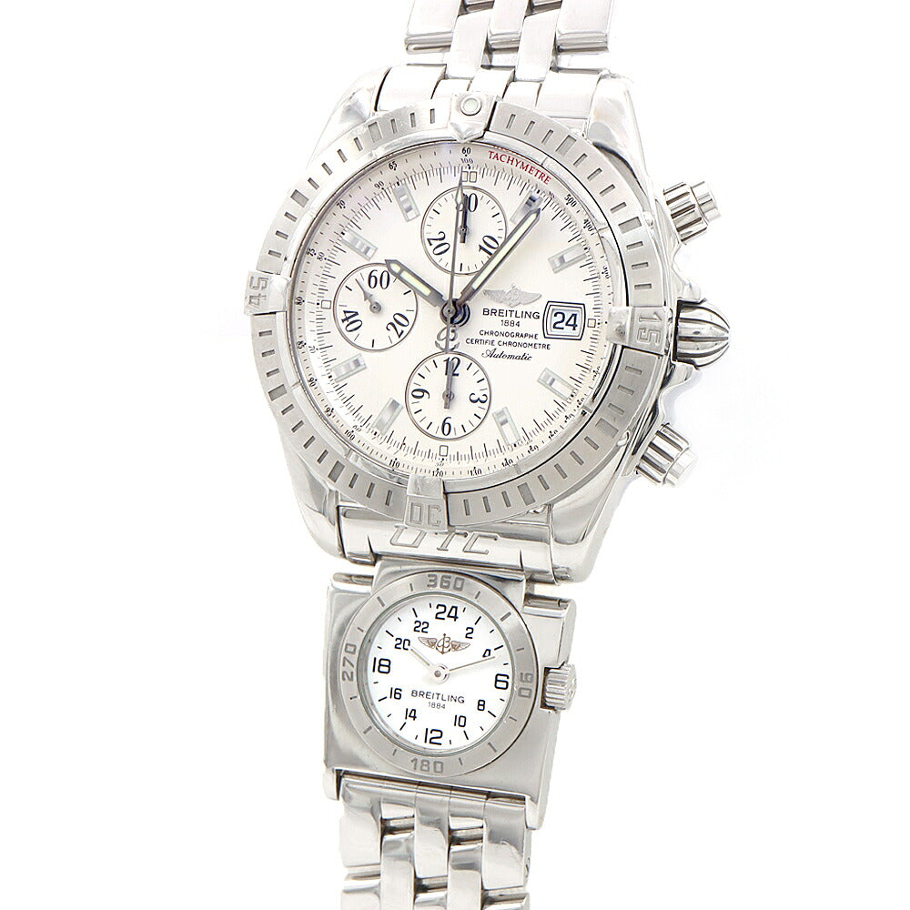 BREITLING ブライトリング クロノマット エボリューション UTCモジュール A13356 A70177 クロノグラフ スモールセコンド デイト 300m防水 シルバー SS ステンレス メンズ 自動巻き【6ヶ月保証】【腕時計】【中古】