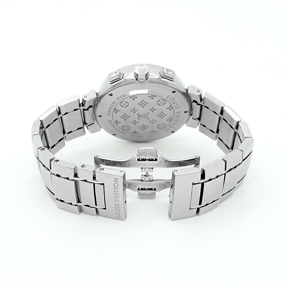 LOUIS VUITTON ルイヴィトン タンブール クロノグラフ Q1121 Q11212 デイト 100m防水 茶 ブラウン SS ステンレス メンズ 自動巻き【6ヶ月保証】【腕時計】【中古】
