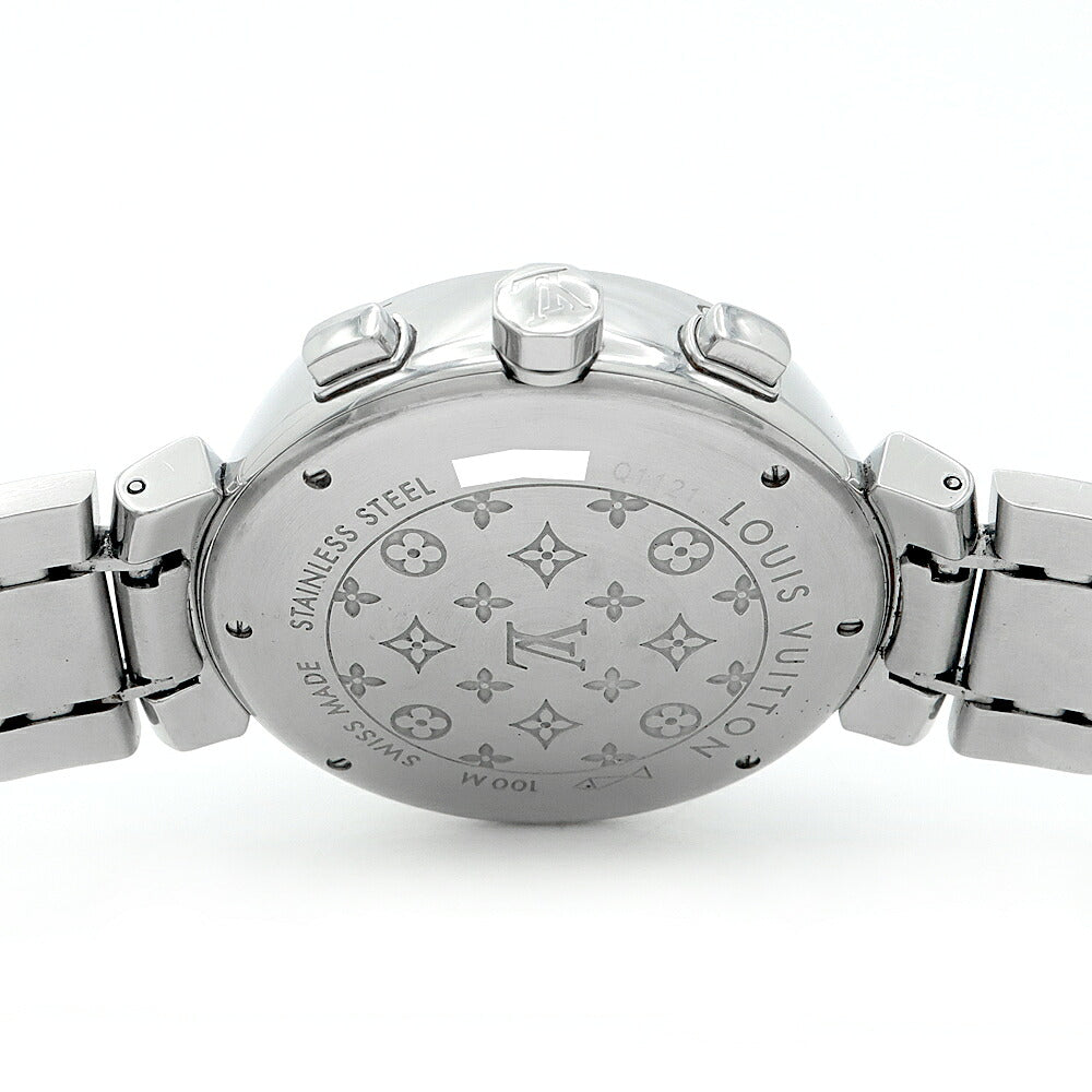 LOUIS VUITTON ルイヴィトン タンブール クロノグラフ Q1121 Q11212 デイト 100m防水 茶 ブラウン SS ステンレス メンズ 自動巻き【6ヶ月保証】【腕時計】【中古】