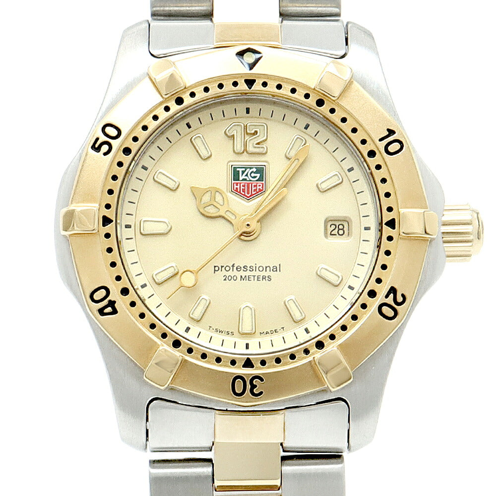 電池交換済 TAG Heuer タグホイヤー 2000シリーズ プロフェッショナル WK1321 200m防水 デイト ゴールド SS ステンレス YGP イエローゴールド コンビ レディース クォーツ【6ヶ月保証】【腕時計】【中古】