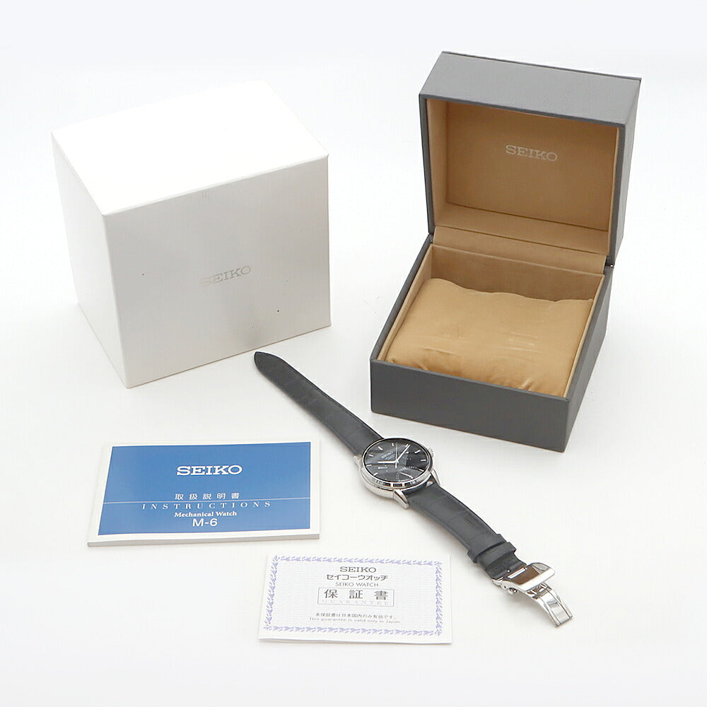 SEIKO セイコー プレザージュ レトログラード 6R24-00C0 SARD005 パワーリザーブ 100m防水 デイデイト 裏スケ 黒 ブラック SS ステンレス 純正尾錠 メンズ 自動巻き プレサージュ【6ヶ月保証】【腕時計】【中古】