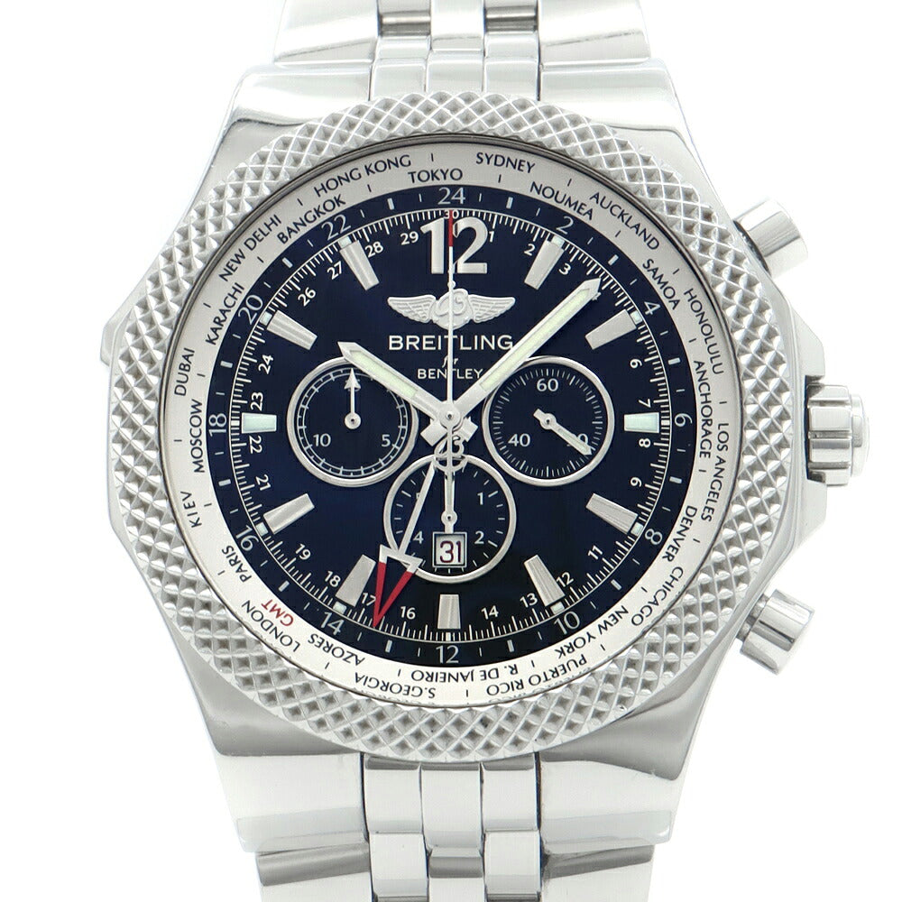 BREITLING ブライトリング ベントレー GMT クロノグラフ A47362 100m防水 デイト スモールセコンド 黒 ブラック SS ステンレス メンズ 自動巻き【自社保証6ヶ月】【腕時計】【中古】