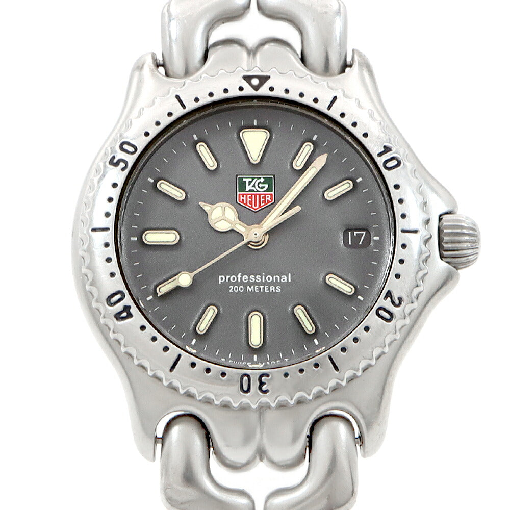 電池交換済 TAG Heuer タグホイヤー S/el セル プロフェッショナル S99.213K デイト 200m防水 グレー SS ステンレス メンズ レディース ボーイズ クォーツ【6ヶ月保証】【腕時計】【中古】