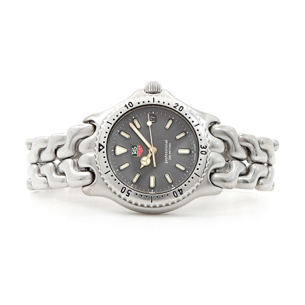 電池交換済 TAG Heuer タグホイヤー S/el セル プロフェッショナル S99.213K デイト 200m防水 グレー SS ステンレス メンズ レディース ボーイズ クォーツ【6ヶ月保証】【腕時計】【中古】