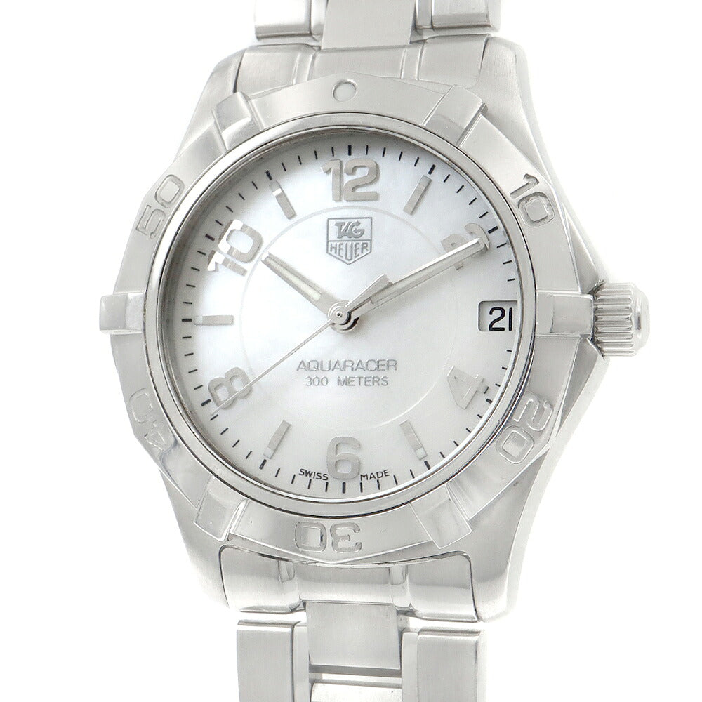 電池交換済 TAG Heuer タグホイヤー アクアレーサー WAF1311 デイト 300m防水 白 ホワイトシェル SS ステンレス メンズ レディース ボーイズ クォーツ【6ヶ月保証】【腕時計】【中古】