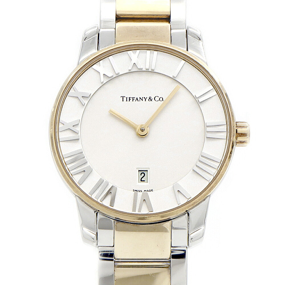 電池交換済 TIFFANY&Co. ティファニー アトラス ドーム Z1830.11.15A21A00A デイト 50m防水 シルバー SS ステンレス YGP イエローゴールド コンビ レディース クォーツ 【6ヶ月保証】【腕時計】【中古】