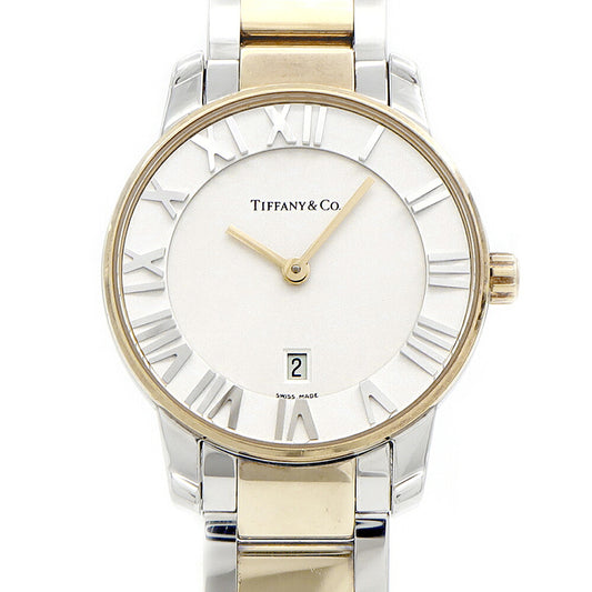 電池交換済 TIFFANY&Co. ティファニー アトラス ドーム Z1830.11.15A21A00A デイト 50m防水 シルバー SS ステンレス YGP イエローゴールド コンビ レディース クォーツ 【6ヶ月保証】【腕時計】【中古】