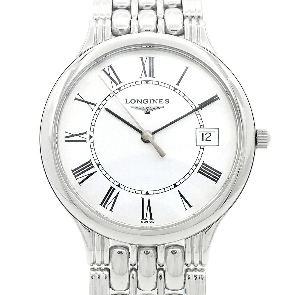 電池交換済 LONGINES ロンジン グランドクラシック L5.649.4 デイト 白 ホワイト SS ステンレス メンズ クォーツ【6ヶ月保証】【腕時計】【中古】