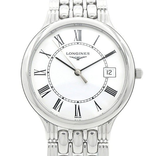 電池交換済 LONGINES ロンジン グランドクラシック L5.649.4 デイト 白 ホワイト SS ステンレス メンズ クォーツ【6ヶ月保証】【腕時計】【中古】