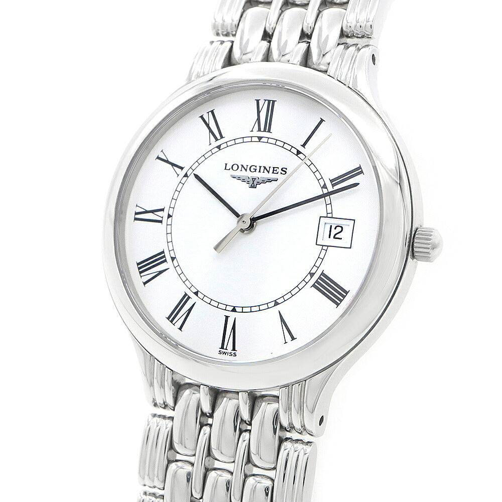 電池交換済 LONGINES ロンジン グランドクラシック L5.649.4 デイト 白 ホワイト SS ステンレス メンズ クォーツ【6ヶ月保証】【腕時計】【中古】