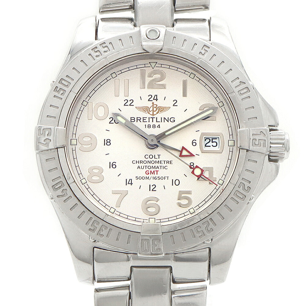内部点検済 BREITLING ブライトリング コルト GMT A32350 デイト 500m防水 シルバー SS ステンレス メンズ 自動巻き【6ヶ月保証】【腕時計】【中古】
