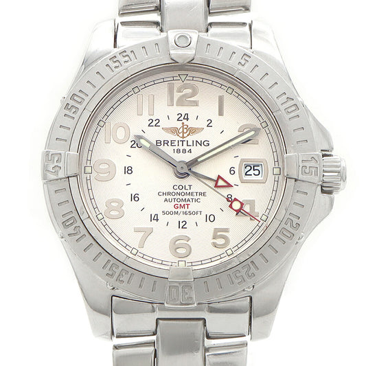 内部点検済 BREITLING ブライトリング コルト GMT A32350 デイト 500m防水 シルバー SS ステンレス メンズ 自動巻き【6ヶ月保証】【腕時計】【中古】