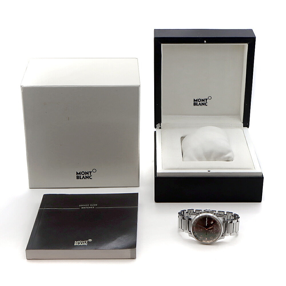 内部点検済 MONTBLANC モンブラン タイムウォーカー クロノボイジャー UTC クロノグラフ 7263 デイト 裏スケ スモールセコンド 30m防水 グレー SS ステンレス メンズ 自動巻き【6ヶ月保証】【腕時計】【中古】