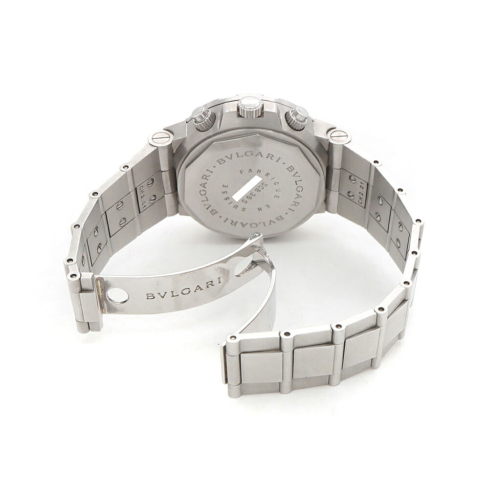 BVLGARI ブルガリ ディアゴノ スクーバ クロノグラフ SCB38S 200m防水 スモールセコンド 黒 ブラック SS ステンレス メンズ 自動巻き【6ヶ月保証】【腕時計】【中古】