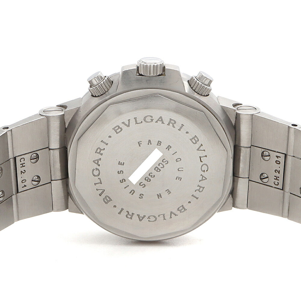 BVLGARI ブルガリ ディアゴノ スクーバ クロノグラフ SCB38S 200m防水 スモールセコンド 黒 ブラック SS ステンレス メンズ 自動巻き【6ヶ月保証】【腕時計】【中古】