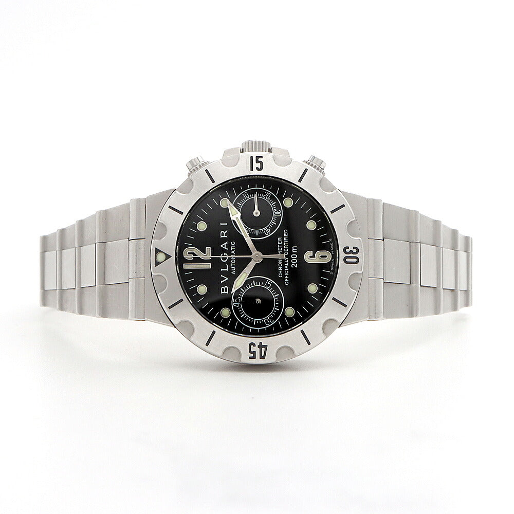 BVLGARI ブルガリ ディアゴノ スクーバ クロノグラフ SCB38S 200m防水 スモールセコンド 黒 ブラック SS ステンレス メンズ 自動巻き【6ヶ月保証】【腕時計】【中古】
