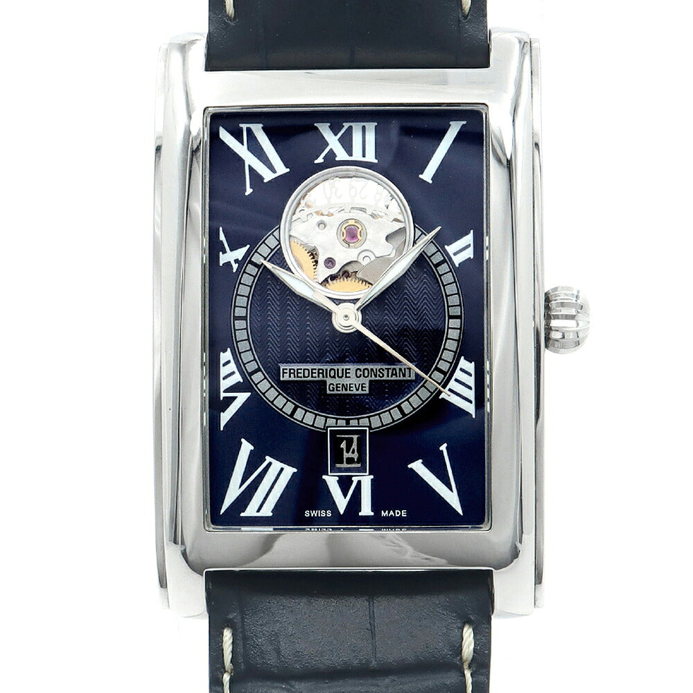 FREDERIQUE CONSTANT フレデリックコンスタント カレ ハートビート FC-303/310/315X4C4/5/6 デイト 30m防水 裏スケ 紺 ネイビー SS ステンレス 純正ベルト 純正尾錠 メンズ 自動巻き【6ヶ月保証】【腕時計】【中古】