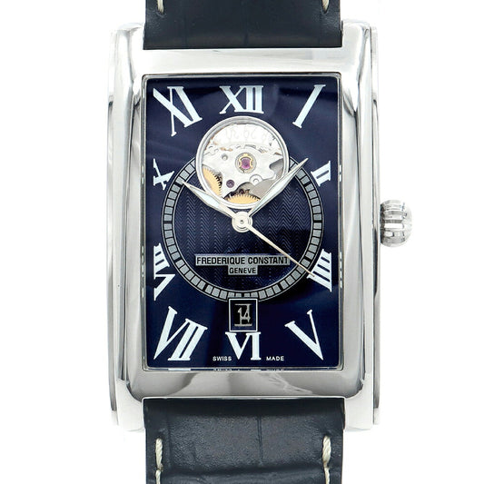 FREDERIQUE CONSTANT フレデリックコンスタント カレ ハートビート FC-303/310/315X4C4/5/6 デイト 30m防水 裏スケ 紺 ネイビー SS ステンレス 純正ベルト 純正尾錠 メンズ 自動巻き【6ヶ月保証】【腕時計】【中古】