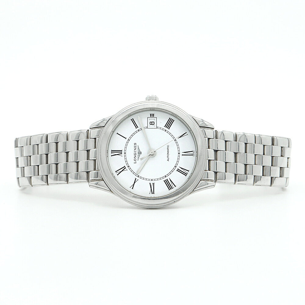 LONGINES ロンジン フラッグシップ L4.774.4 デイト 30m防水 裏スケ 白 ホワイト SS ステンレス メンズ 自動巻き【6ヶ月保証】【腕時計】【中古】