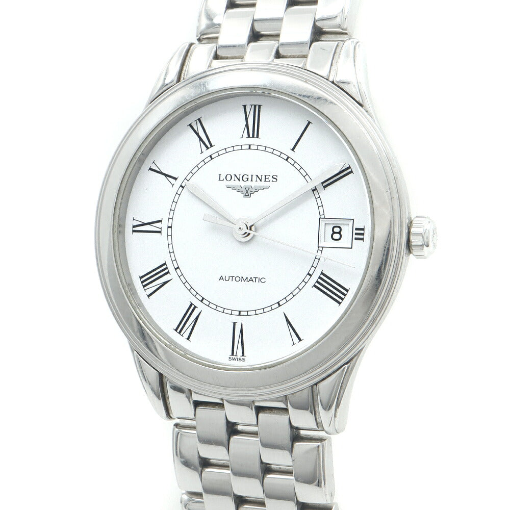 LONGINES ロンジン フラッグシップ L4.774.4 デイト 30m防水 裏スケ 白 ホワイト SS ステンレス メンズ 自動巻き【6ヶ月保証】【腕時計】【中古】