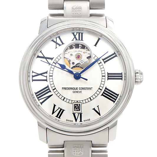 FREDERIQUE CONSTANT フレデリックコンスタント クラシック ハートビート FC-303/315X3P6 オープンハート デイト 裏スケ シルバー SS ステンレス メンズ 自動巻き【6ヶ月保証】【腕時計】【中古】