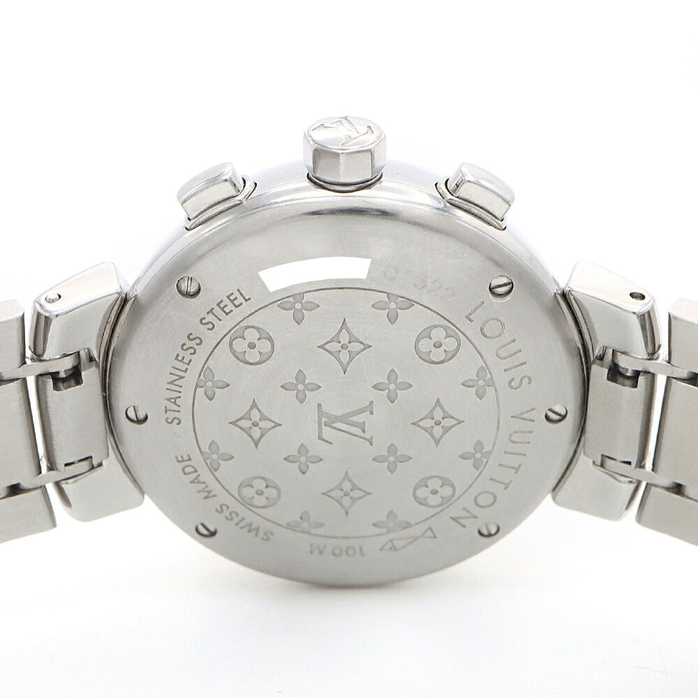 電池交換済 LOUIS VUITTON ルイヴィトン タンブール クロノグラフ Q1322 デイト 100m防水 茶 ブラウン SS ステンレス メンズ レディース ボーイズ クォーツ【6ヶ月保証】【腕時計】【中古】