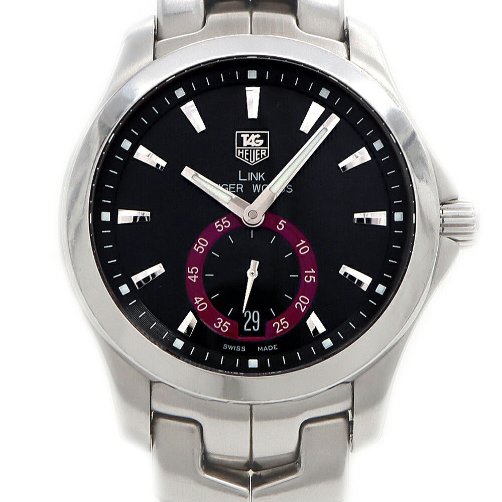 TAG Heuer タグホイヤー リンク キャリバー6 タイガーウッズ 5000本限定 WJF211D デイト 200m防水 裏スケ 黒 ブラック SS ステンレス メンズ 自動巻き【6ヶ月保証】【腕時計】【中古】