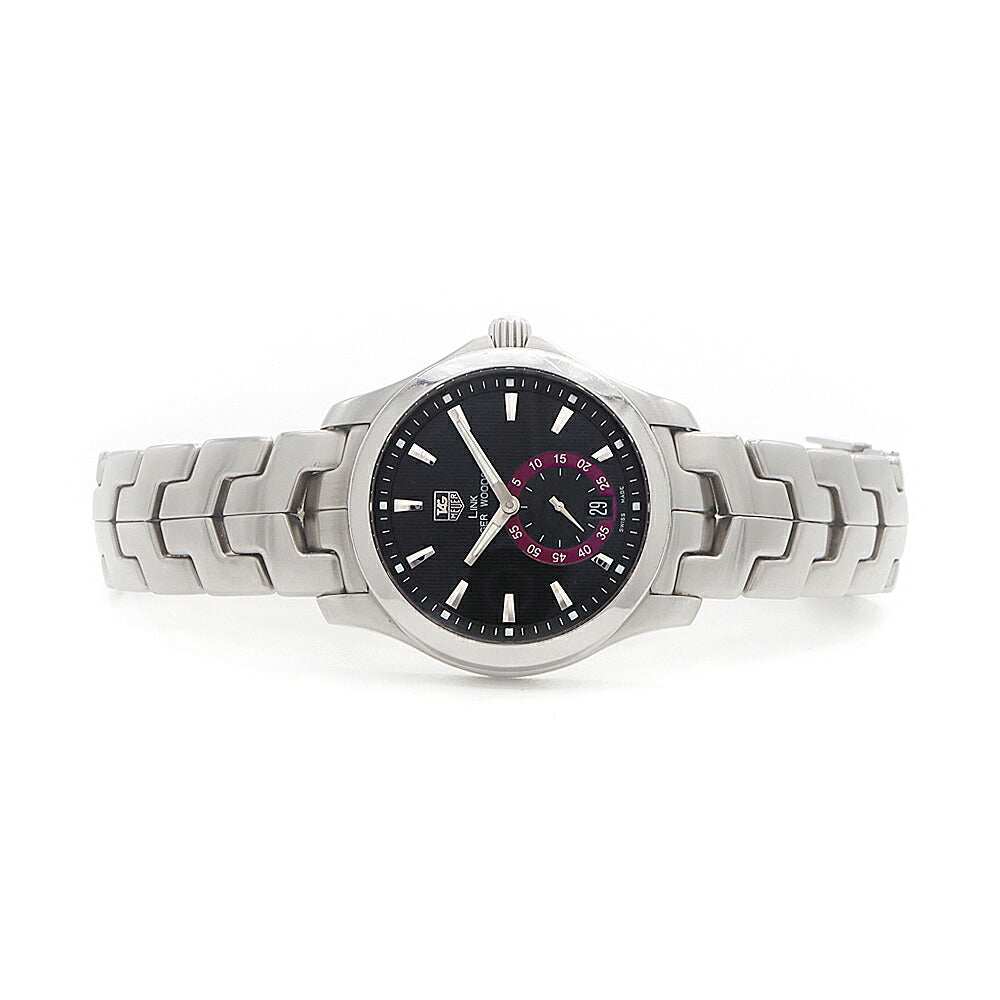 TAG Heuer タグホイヤー リンク キャリバー6 タイガーウッズ 5000本限定 WJF211D デイト 200m防水 裏スケ 黒 ブラック SS ステンレス メンズ 自動巻き【6ヶ月保証】【腕時計】【中古】