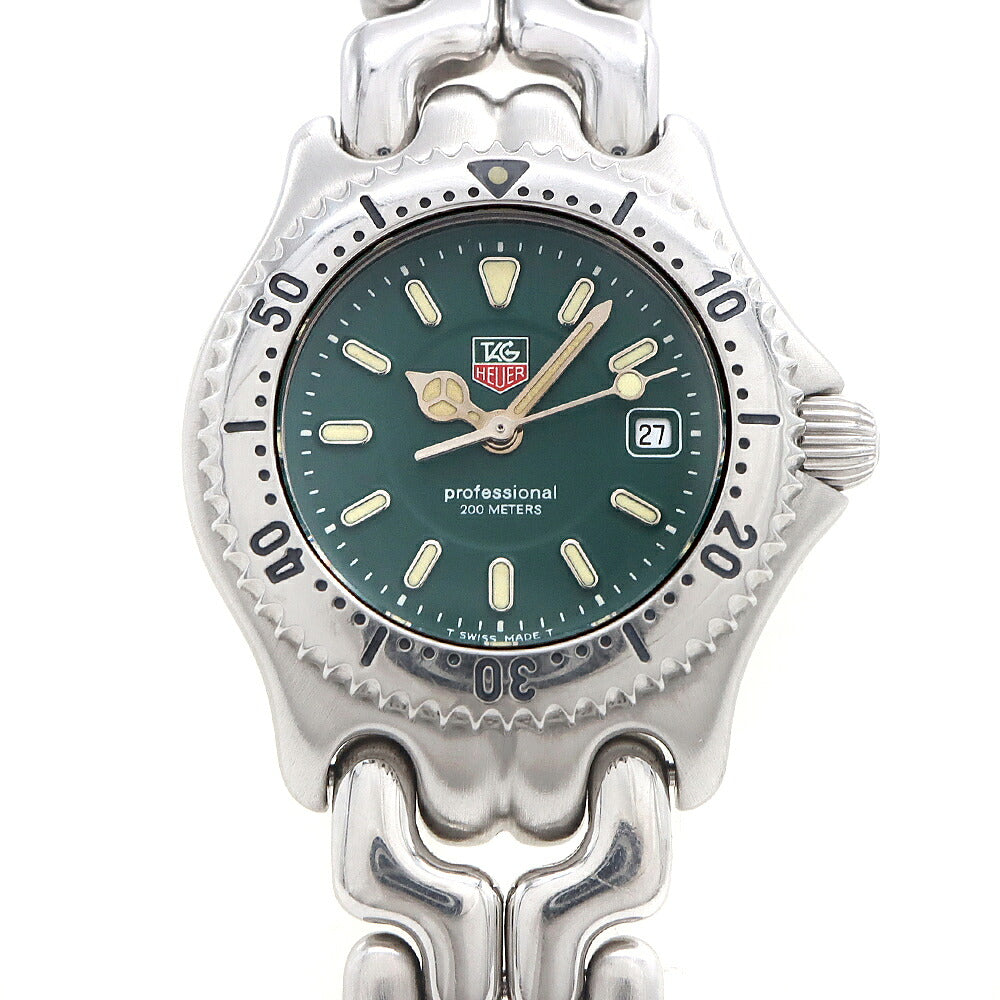 電池交換済 TAG Heuer タグホイヤー S/el セル プロフェッショナル WG1316-2 デイト 200m防水 緑 グリーン SS ステンレス レディース クォーツ【6ヶ月保証】【腕時計】【中古】