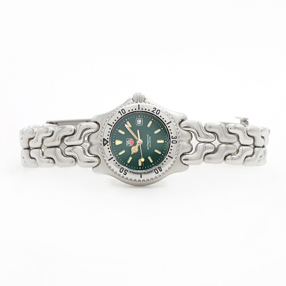 電池交換済 TAG Heuer タグホイヤー S/el セル プロフェッショナル WG1316-2 デイト 200m防水 緑 グリーン SS ステンレス レディース クォーツ【6ヶ月保証】【腕時計】【中古】
