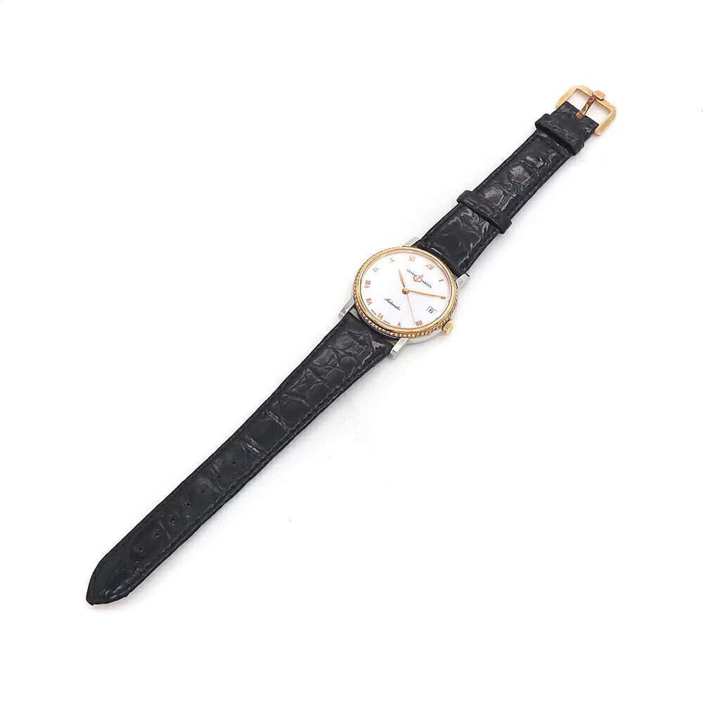 ULYSSE NARDIN ユリスナルダン サンシアー ダイヤベゼル 135-22 ダイヤモンド デイト 白 ホワイト SS ステンレス GP ゴールド コンビ 純正ベルト 純正尾錠 メンズ 自動巻き【6ヶ月保証】【腕時計】【中古】
