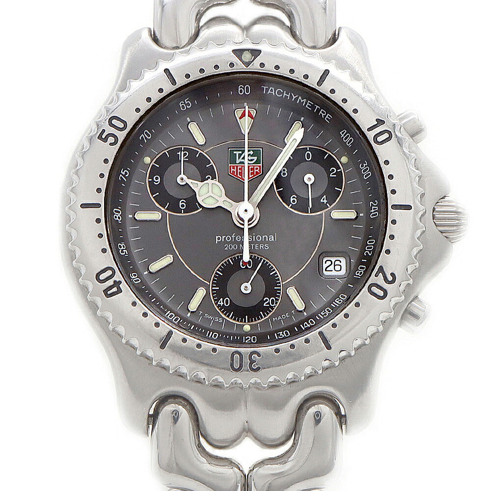電池交換済 TAG Heuer タグホイヤー S/el セル プロフェッショナル クロノグラフ CG1115 デイト 200m防水 グレー SS ステンレス メンズ クォーツ【6ヶ月保証】【腕時計】【中古】