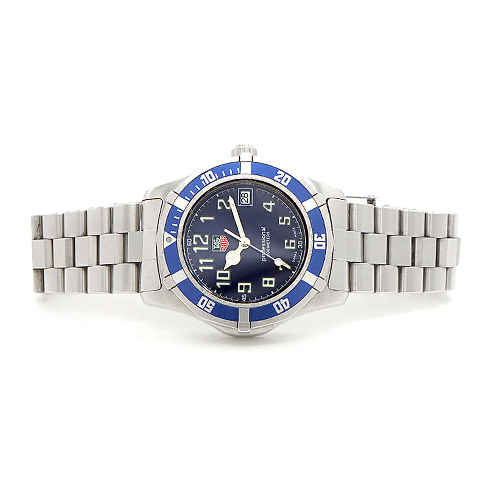電池交換済 TAG Heuer タグホイヤー プロフェッショナル WM1213 デイト 200m防水 紺 ネイビー SS ステンレス メンズ レディース ボーイズ クォーツ【6ヶ月保証】【腕時計】【中古】
