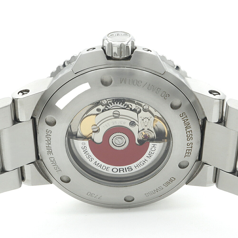 ORIS オリス アクイス デイト 01 733 7730 4135 裏スケ 300m防水 紺 ネイビー SS ステンレス CE セラミック メンズ 自動巻き【6ヶ月保証】【腕時計】【中古】