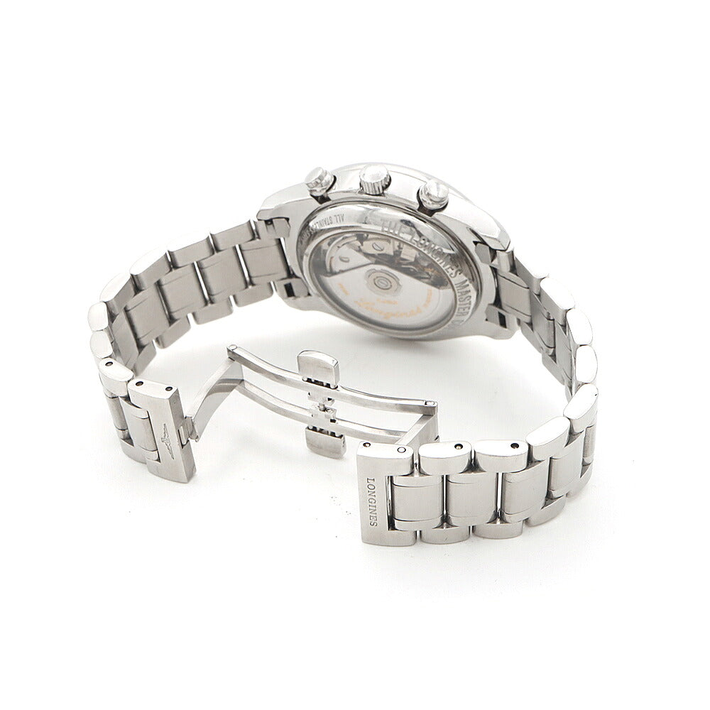 LONGINES ロンジン マスターコレクション クロノ ムーンフェイズ L2.673.4 クロノグラフ 30m防水 トリプルカレンダー 裏スケ 黒 ブラック SS ステンレス メンズ 自動巻き【6ヶ月保証】【腕時計】【中古】