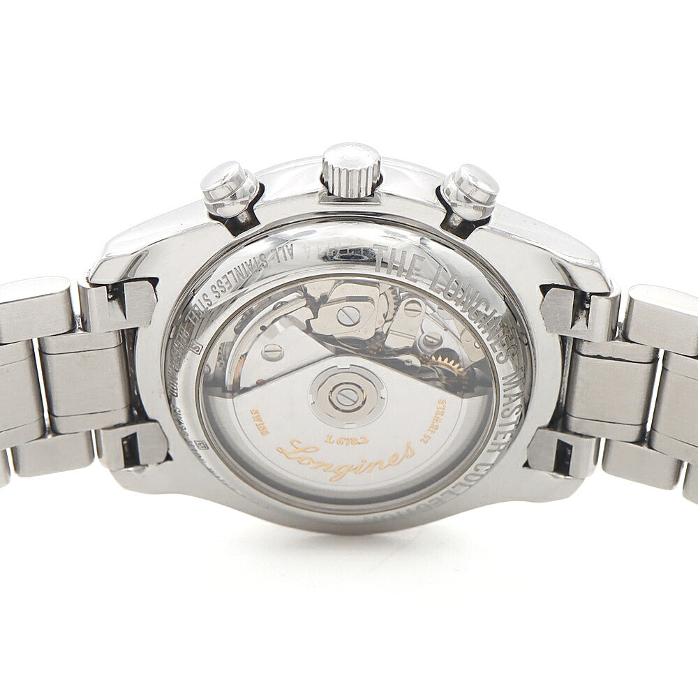 LONGINES ロンジン マスターコレクション クロノ ムーンフェイズ L2.673.4 クロノグラフ 30m防水 トリプルカレンダー 裏スケ 黒 ブラック SS ステンレス メンズ 自動巻き【6ヶ月保証】【腕時計】【中古】
