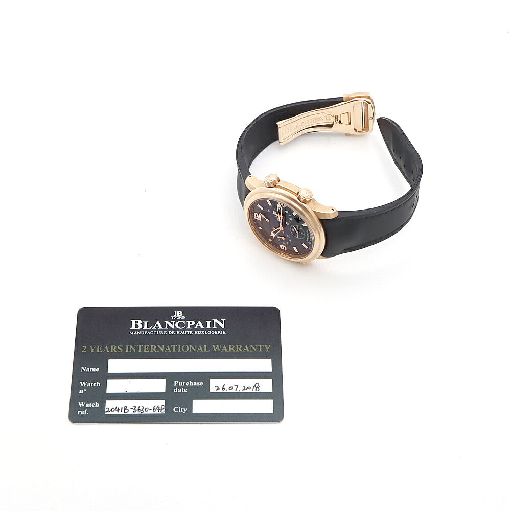 BLANCPAIN ブランパン レマン レヴェイユ GMT 270本限定 2041B-3630-64B 裏スケ アラーム デイト スモールセコンド パワーリザーブ 黒 ブラック K18RG レッドゴールド 純正ベルト 純正K18RG尾錠 メンズ 自動巻き【6ヶ月保証】【腕時計】【中古】