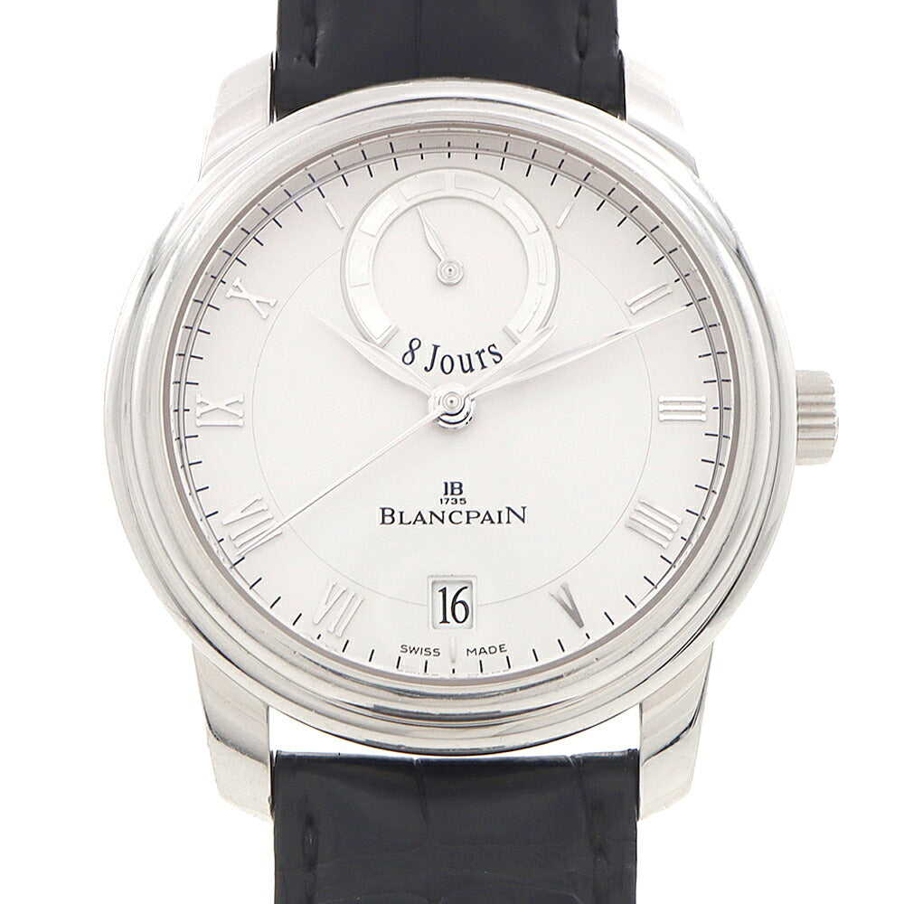 BLANCPAIN ブランパン ル ブラッシュ 8デイズ 世界260本限定 4213-3442-55B 裏スケ デイト パワーリザーブ シルバー PT950 プラチナ 純正ベルト 純正尾錠 メンズ 手巻き【6ヶ月保証】【腕時計】【中古】