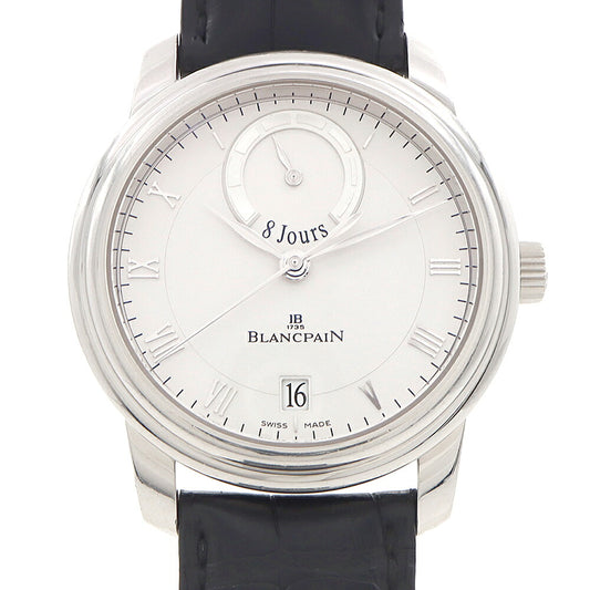 BLANCPAIN ブランパン ル ブラッシュ 8デイズ 世界260本限定 4213-3442-55B 裏スケ デイト パワーリザーブ シルバー PT950 プラチナ 純正ベルト 純正尾錠 メンズ 手巻き【6ヶ月保証】【腕時計】【中古】