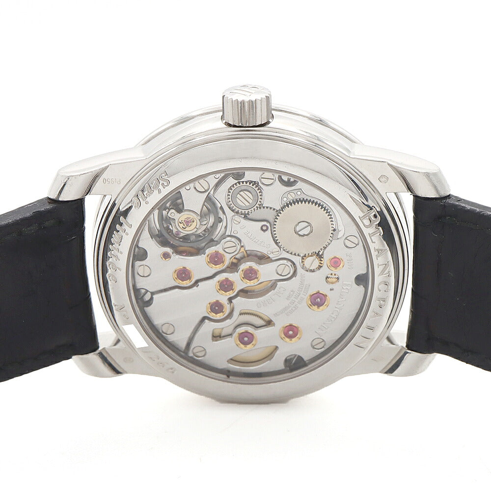 BLANCPAIN ブランパン ル ブラッシュ 8デイズ 世界260本限定 4213-3442-55B 裏スケ デイト パワーリザーブ シルバー PT950 プラチナ 純正ベルト 純正尾錠 メンズ 手巻き【6ヶ月保証】【腕時計】【中古】