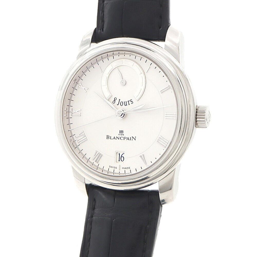 BLANCPAIN ブランパン ル ブラッシュ 8デイズ 世界260本限定 4213-3442-55B 裏スケ デイト パワーリザーブ シルバー PT950 プラチナ 純正ベルト 純正尾錠 メンズ 手巻き【6ヶ月保証】【腕時計】【中古】