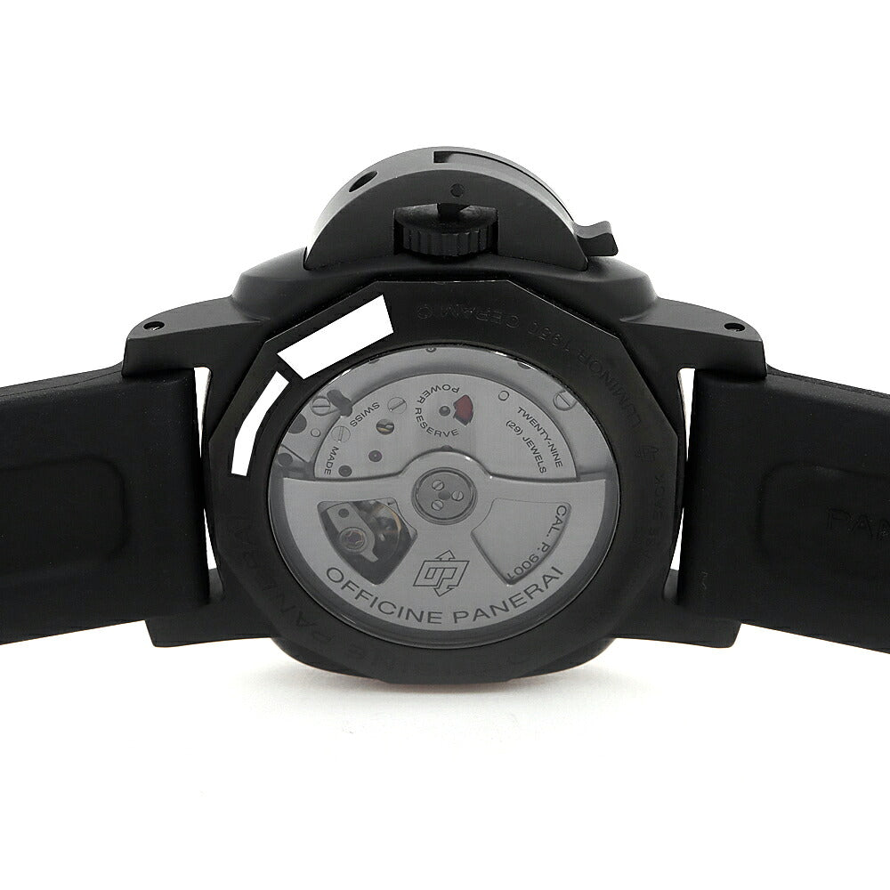 PANERAI パネライ ルミノール 1950 3デイズ GMT チェラミカ PAM00441 デイト スモールセコンド 100m防水 裏スケ 黒 ブラック CE セラミック Ti チタン 純正ベルト 純正尾錠 メンズ 自動巻き セラミカ【6ヶ月保証】【腕時計】【中古】