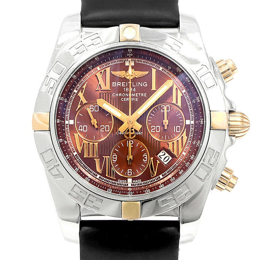 内部点検済 BREITLING ブライトリング クロノマット 44 ビコロ IB0110 IB011012/B957 クロノグラフ 500m防水 デイト 茶 ブラウン YG イエローゴールド SS ステンレス コンビ 純正ベルト 純正尾錠 メンズ 自動巻き【6ヶ月保証】【腕時計】【中古】