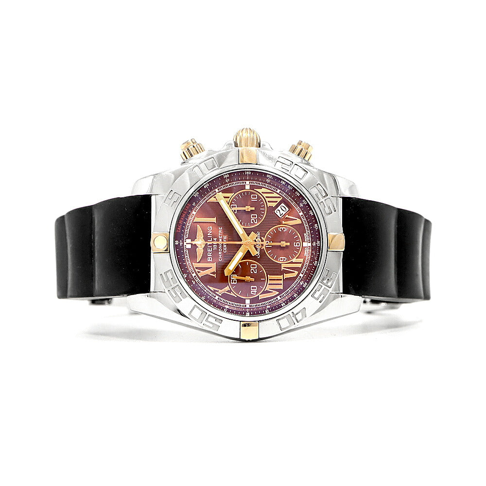 内部点検済 BREITLING ブライトリング クロノマット 44 ビコロ IB0110 IB011012/B957 クロノグラフ 500m防水 デイト 茶 ブラウン YG イエローゴールド SS ステンレス コンビ 純正ベルト 純正尾錠 メンズ 自動巻き【6ヶ月保証】【腕時計】【中古】