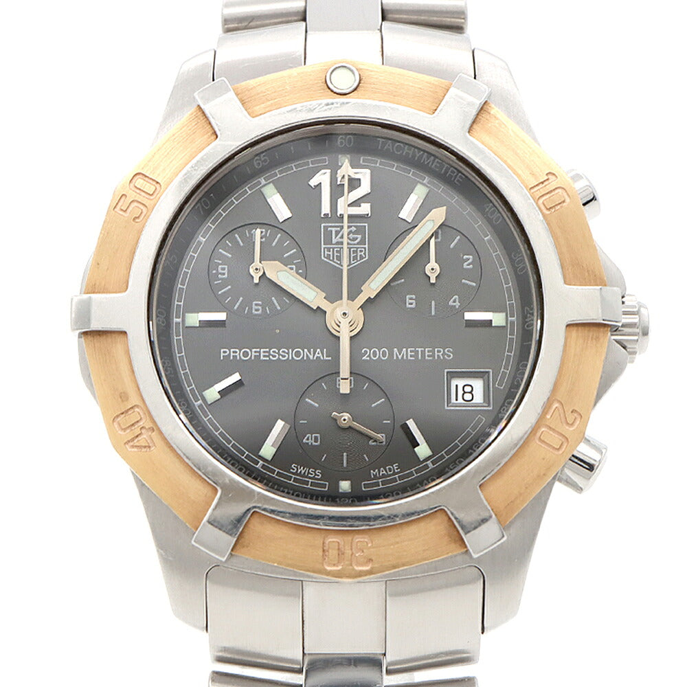 電池交換済 TAG Heuer タグホイヤー 2000 エクスクルーシブ プロフェッショナル クロノグラフ CN1150 デイト 200m防水 グレー SS ステンレス PGP ピンクゴールド メンズ クォーツ【6ヶ月保証】【腕時計】【中古】